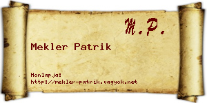 Mekler Patrik névjegykártya